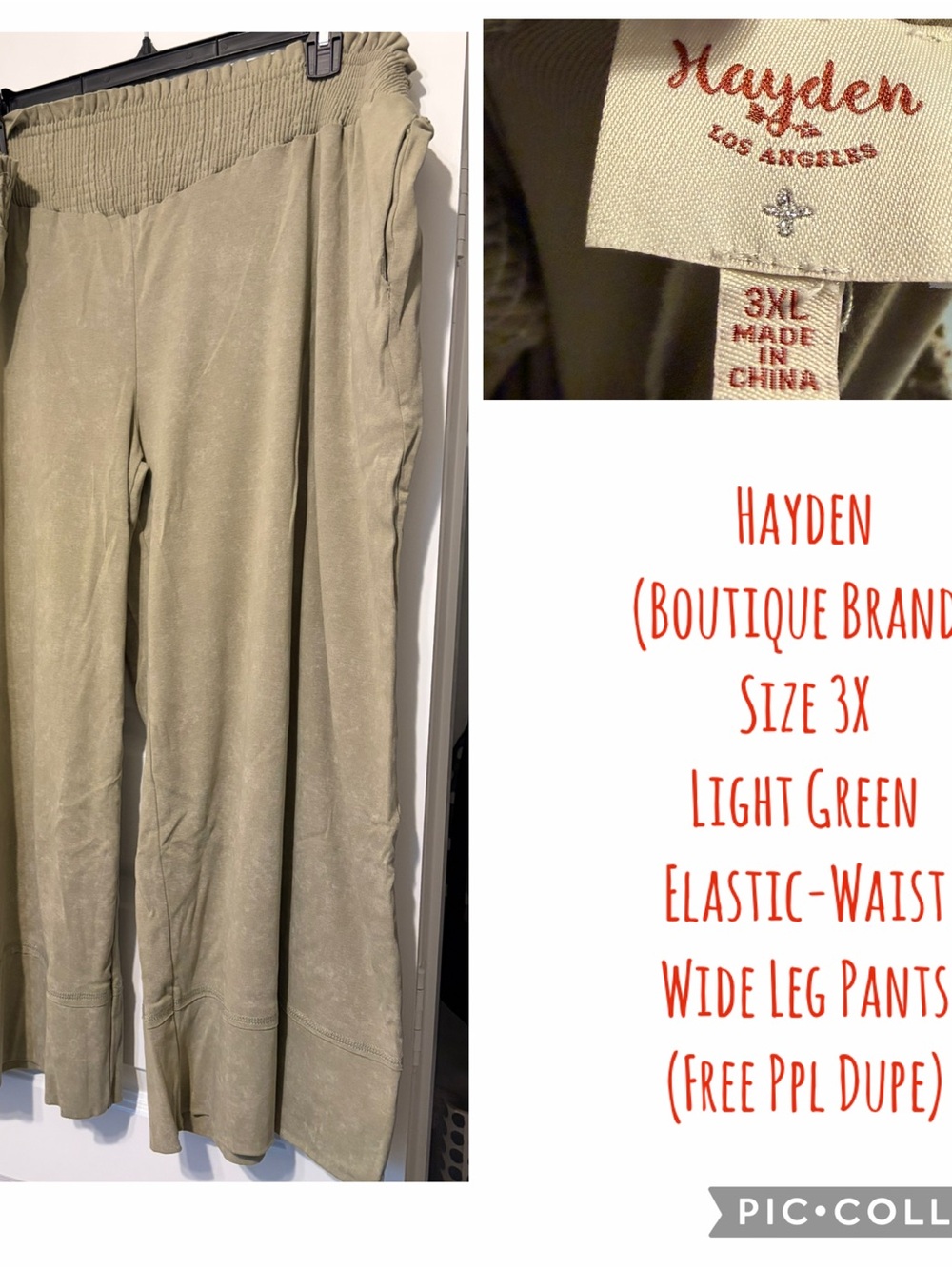 Hayden Light Green Wide-Leg Elastic-Waist Pants